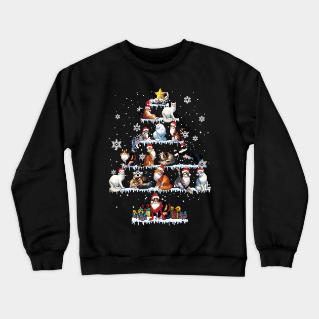 Cat Christmas Tree Crewneck Sweatshirt by Schoenberger Willard